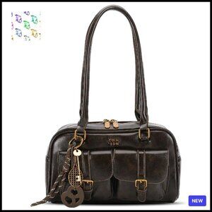 Retro Y2K Shoulder Bag Top Handle Designer Handbag Multiple Pockets Soft